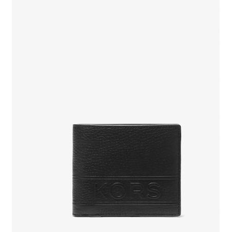 Portefeuille compacrt Hudson en cuir avec logo signature 