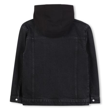 BLACK-DENIM JACKET WITH FLEECE HOOD KIDS 