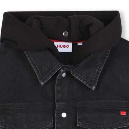 BLACK-DENIM JACKET WITH FLEECE HOOD KIDS 4ANS